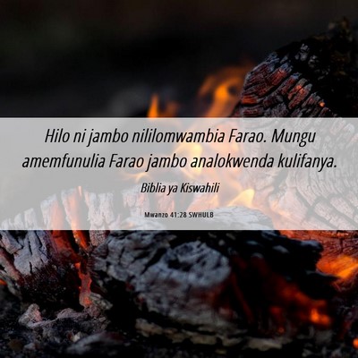 Picture 06 - Mwanzo 41:28 SWHULB - Hilo ni jambo nililomwambia Farao. Mungu - Bible Verse Picture
