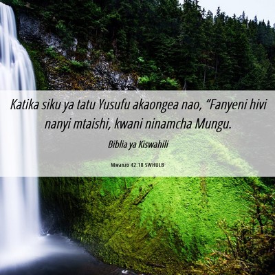 Picture 06 - Mwanzo 42:18 SWHULB - Katika siku ya tatu Yusufu akaongea nao, - Bible Verse Picture