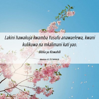 Picture 06 - Mwanzo 42:23 SWHULB - Lakini hawakuja kwamba Yusufu anawaelewa, kwani - Bible Verse Picture
