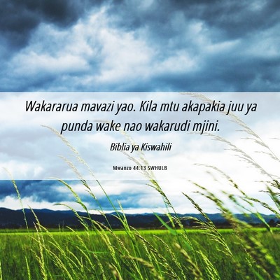 Picture 06 - Mwanzo 44:13 SWHULB - Wakararua mavazi yao. Kila mtu akapakia juu ya - Bible Verse Picture