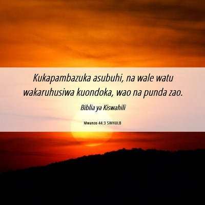 Picture 06 - Mwanzo 44:3 SWHULB - Kukapambazuka asubuhi, na wale watu wakaruhusiwa - Bible Verse Picture