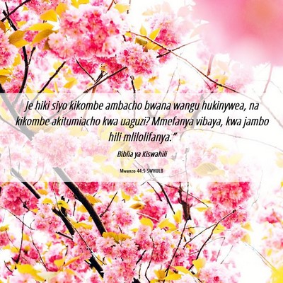 Picture 06 - Mwanzo 44:5 SWHULB - Je hiki siyo kikombe ambacho bwana wangu - Bible Verse Picture