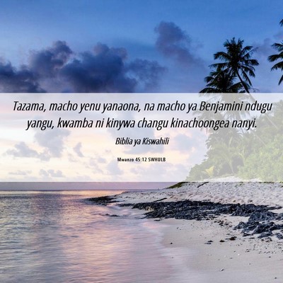Picture 06 - Mwanzo 45:12 SWHULB - Tazama, macho yenu yanaona, na macho ya Benjamini - Bible Verse Picture