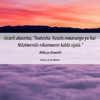 Picture 06 - Mwanzo 45:28 SWHULB - Israeli akasema, “Inatosha. Yusufu mwanangu yu - Bible Verse Picture