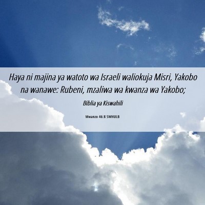 Picture 06 - Mwanzo 46:8 SWHULB - Haya ni majina ya watoto wa Israeli waliokuja - Bible Verse Picture