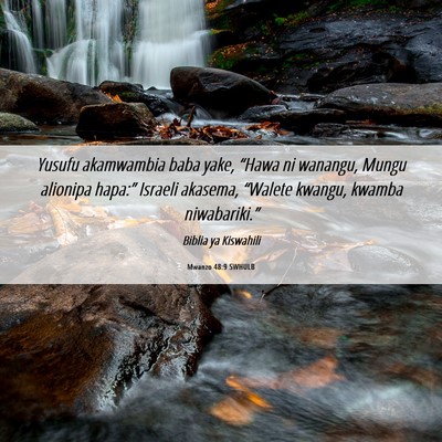 Picture 06 - Mwanzo 48:9 SWHULB - Yusufu akamwambia baba yake, “Hawa ni wanangu, - Bible Verse Picture