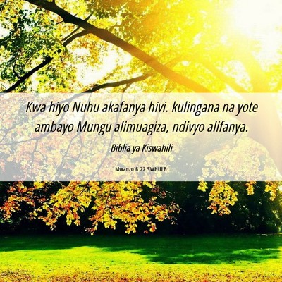 Picture 06 - Mwanzo 6:22 SWHULB - Kwa hiyo Nuhu akafanya hivi. kulingana na yote - Bible Verse Picture