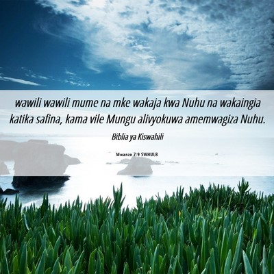 Picture 06 - Mwanzo 7:9 SWHULB - wawili wawili mume na mke wakaja kwa Nuhu na - Bible Verse Picture