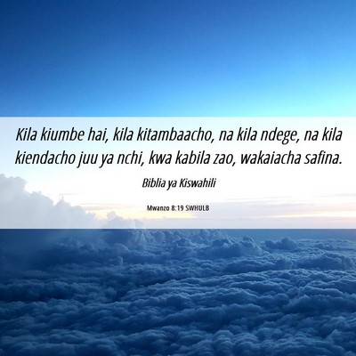 Picture 06 - Mwanzo 8:19 SWHULB - Kila kiumbe hai, kila kitambaacho, na kila ndege, - Bible Verse Picture