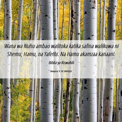 Picture 06 - Mwanzo 9:18 SWHULB - Wana wa Nuhu ambao walitoka katika safina - Bible Verse Picture