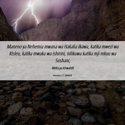 Picture 06 - Nehemia 1:1 SWHULB - Maneno ya Nehemia mwana wa Hakalia Ikawa, katika - Bible Verse Picture