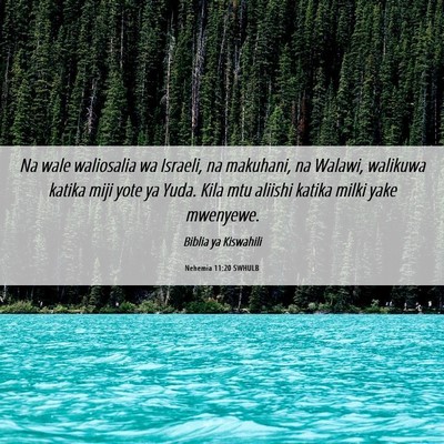 Picture 06 - Nehemia 11:20 SWHULB - Na wale waliosalia wa Israeli, na makuhani, na - Bible Verse Picture
