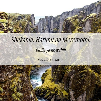 Picture 06 - Nehemia 12:3 SWHULB - Shekania, Harimu na - Bible Verse Picture