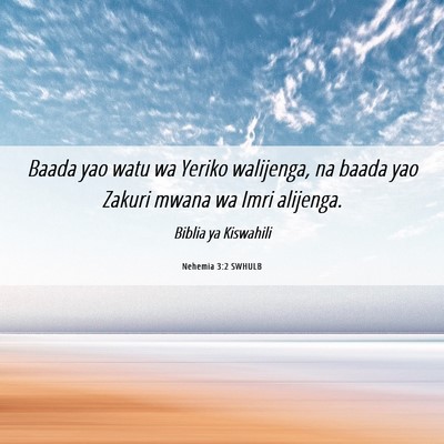 Picture 06 - Nehemia 3:2 SWHULB - Baada yao watu wa Yeriko walijenga, na baada yao - Bible Verse Picture