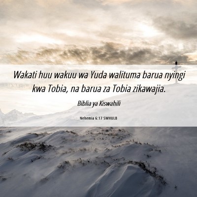 Picture 06 - Nehemia 6:17 SWHULB - Wakati huu wakuu wa Yuda walituma barua nyingi - Bible Verse Picture