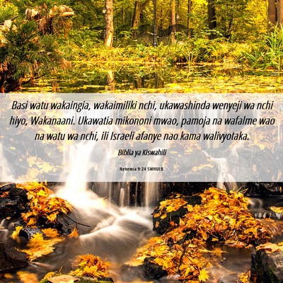 Picture 06 - Nehemia 9:24 SWHULB - Basi watu wakaingia, wakaimiliki nchi, - Bible Verse Picture