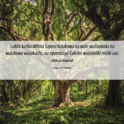 Picture 06 - Obadia 1:17 SWHULB - Lakini katika Mlima Sayuni kutakuwa na wale - Bible Verse Picture