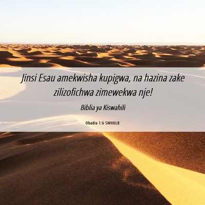 Picture 06 - Obadia 1:6 SWHULB - Jinsi Esau amekwisha kupigwa, na hazina zake - Bible Verse Picture