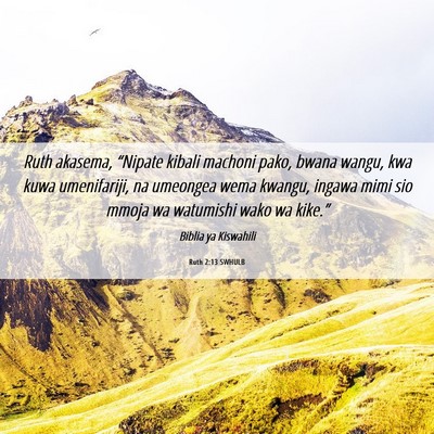 Picture 06 - Ruth 2:13 SWHULB - Ruth akasema, “Nipate kibali machoni pako, - Bible Verse Picture