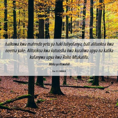 Picture 06 - Tito 3:5 SWHULB - haikuwa kwa matendo yetu ya haki tuliyofanya, - Bible Verse Picture