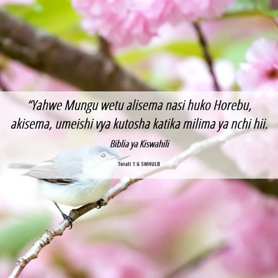 Picture 06 - Torati 1:6 SWHULB - “Yahwe Mungu wetu alisema nasi huko Horebu, - Bible Verse Picture