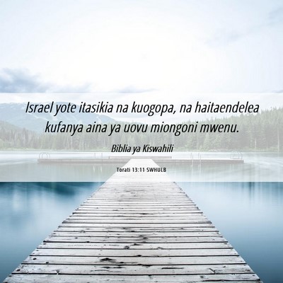 Picture 06 - Torati 13:11 SWHULB - Israel yote itasikia na kuogopa, na haitaendelea - Bible Verse Picture