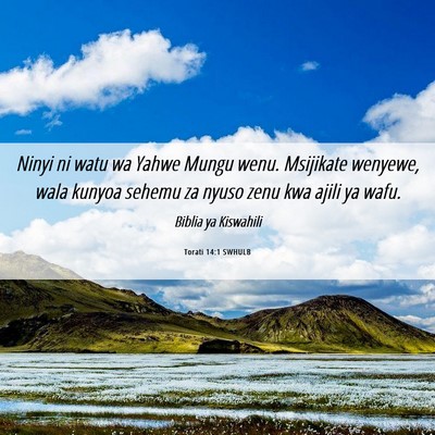 Picture 06 - Torati 14:1 SWHULB - Ninyi ni watu wa Yahwe Mungu wenu. Msijikate - Bible Verse Picture
