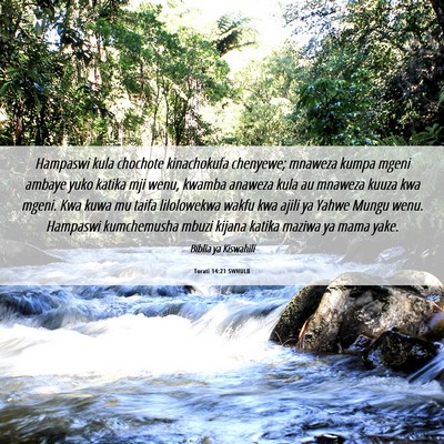 Picture 06 - Torati 14:21 SWHULB - Hampaswi kula chochote kinachokufa chenyewe; - Bible Verse Picture