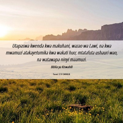 Picture 06 - Torati 17:9 SWHULB - Utapaswa kwenda kwa makuhani, wazao wa Lawi, na - Bible Verse Picture
