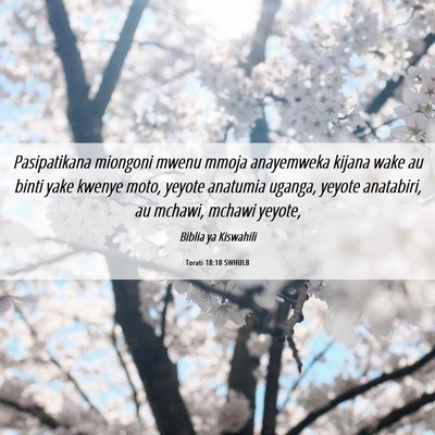 Picture 06 - Torati 18:10 SWHULB - Pasipatikana miongoni mwenu mmoja anayemweka - Bible Verse Picture