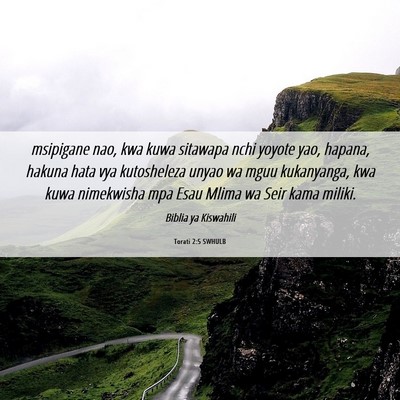Picture 06 - Torati 2:5 SWHULB - msipigane nao, kwa kuwa sitawapa nchi yoyote yao, - Bible Verse Picture