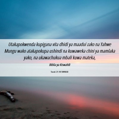 Picture 06 - Torati 21:10 SWHULB - Utakapokwenda kupigana vita dhidi ya maadui zako - Bible Verse Picture