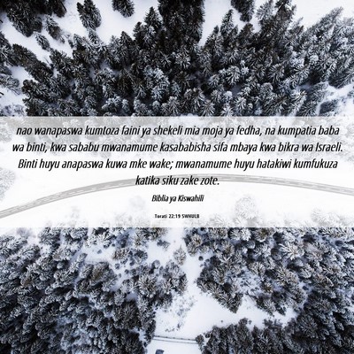 Picture 06 - Torati 22:19 SWHULB - nao wanapaswa kumtoza faini ya shekeli mia moja - Bible Verse Picture