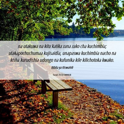 Picture 06 - Torati 23:13 SWHULB - na utakuwa na kitu katika zana zako cha - Bible Verse Picture