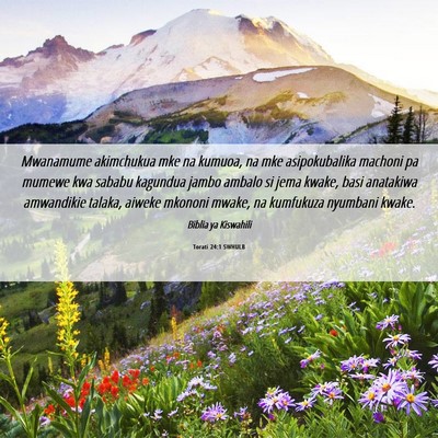 Picture 06 - Torati 24:1 SWHULB - Mwanamume akimchukua mke na kumuoa, na mke - Bible Verse Picture