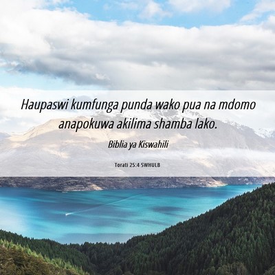 Picture 06 - Torati 25:4 SWHULB - Haupaswi kumfunga punda wako pua na mdomo - Bible Verse Picture