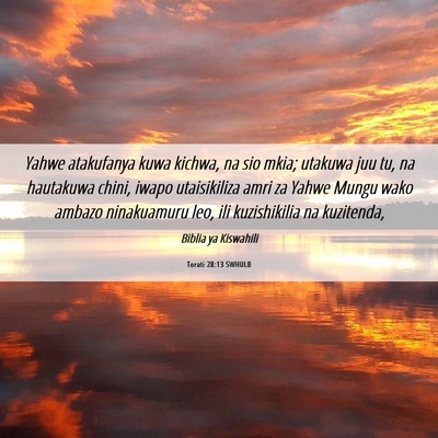 Picture 06 - Torati 28:13 SWHULB - Yahwe atakufanya kuwa kichwa, na sio mkia; - Bible Verse Picture