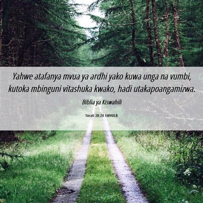 Picture 06 - Torati 28:24 SWHULB - Yahwe atafanya mvua ya ardhi yako kuwa unga na - Bible Verse Picture