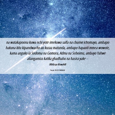 Picture 06 - Torati 29:23 SWHULB - na watakapoona kuwa nchi yote imekuwa salfa na - Bible Verse Picture