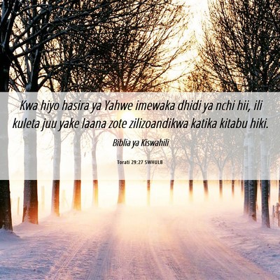 Picture 06 - Torati 29:27 SWHULB - Kwa hiyo hasira ya Yahwe imewaka dhidi ya nchi - Bible Verse Picture