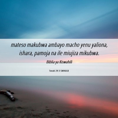 Picture 06 - Torati 29:3 SWHULB - mateso makubwa ambayo macho yenu yaliona, ishara, - Bible Verse Picture