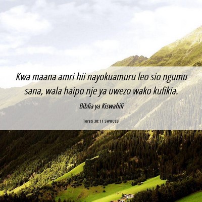 Picture 06 - Torati 30:11 SWHULB - Kwa maana amri hii nayokuamuru leo sio ngumu - Bible Verse Picture