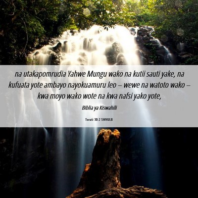 Picture 06 - Torati 30:2 SWHULB - na utakapomrudia Yahwe Mungu wako na kutii sauti - Bible Verse Picture