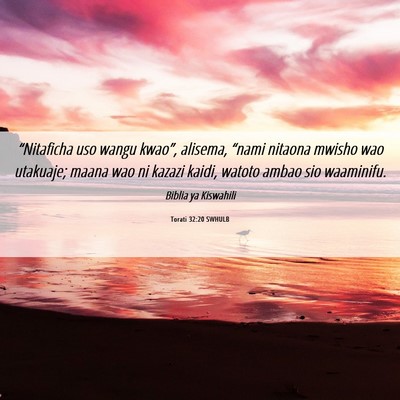 Picture 06 - Torati 32:20 SWHULB - “Nitaficha uso wangu kwao”, alisema, “nami - Bible Verse Picture