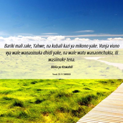Picture 06 - Torati 33:11 SWHULB - Bariki mali zake, Yahwe, na kubali kazi ya mikono - Bible Verse Picture