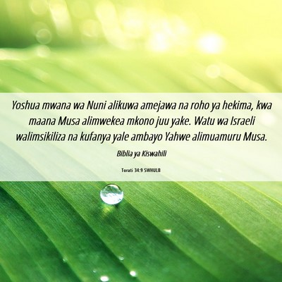 Picture 06 - Torati 34:9 SWHULB - Yoshua mwana wa Nuni alikuwa amejawa na roho ya - Bible Verse Picture