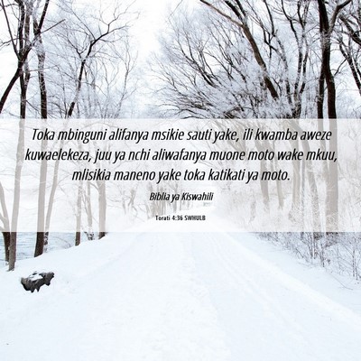 Picture 06 - Torati 4:36 SWHULB - Toka mbinguni alifanya msikie sauti yake, ili - Bible Verse Picture