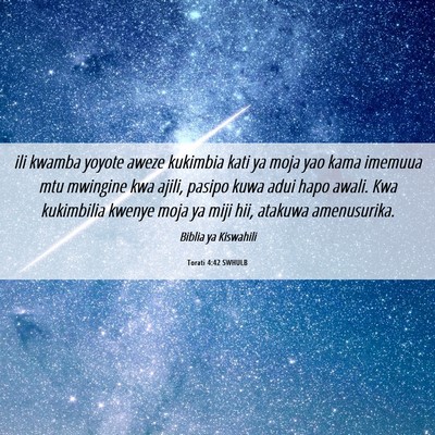 Picture 06 - Torati 4:42 SWHULB - ili kwamba yoyote aweze kukimbia kati ya moja yao - Bible Verse Picture