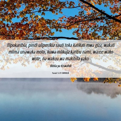 Picture 06 - Torati 5:23 SWHULB - Ilipokaribia, pindi uliposikia sauti toka - Bible Verse Picture