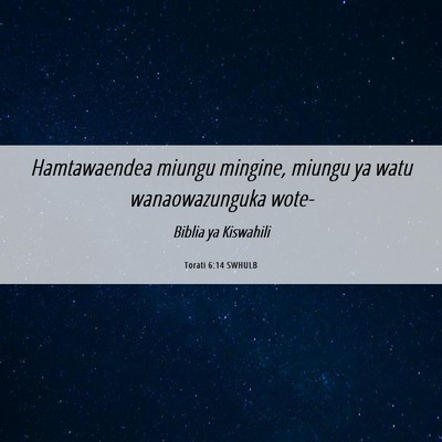 Picture 06 - Torati 6:14 SWHULB - Hamtawaendea miungu mingine, miungu ya watu - Bible Verse Picture